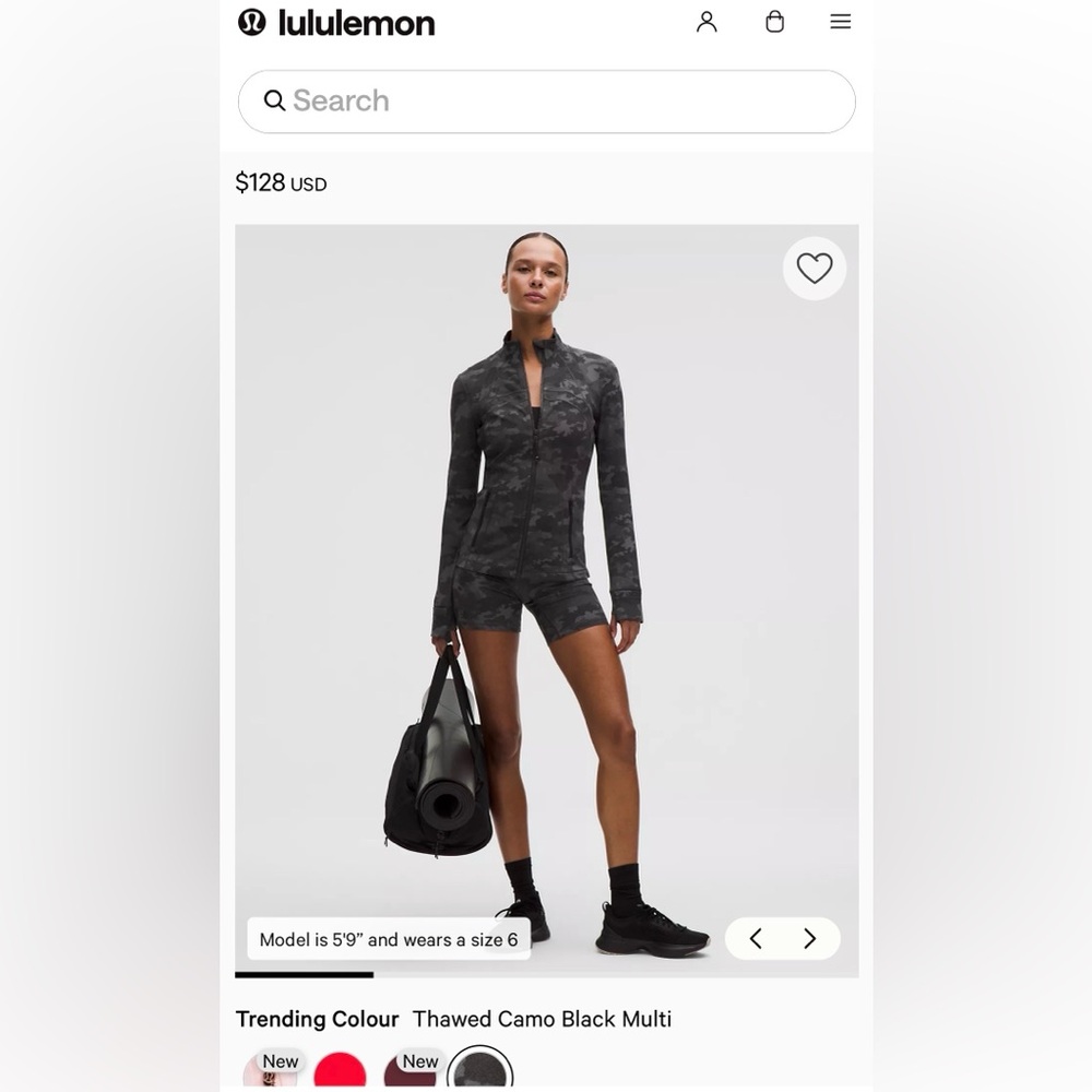 lululemon Define Jacket – Black Camo – Size 8